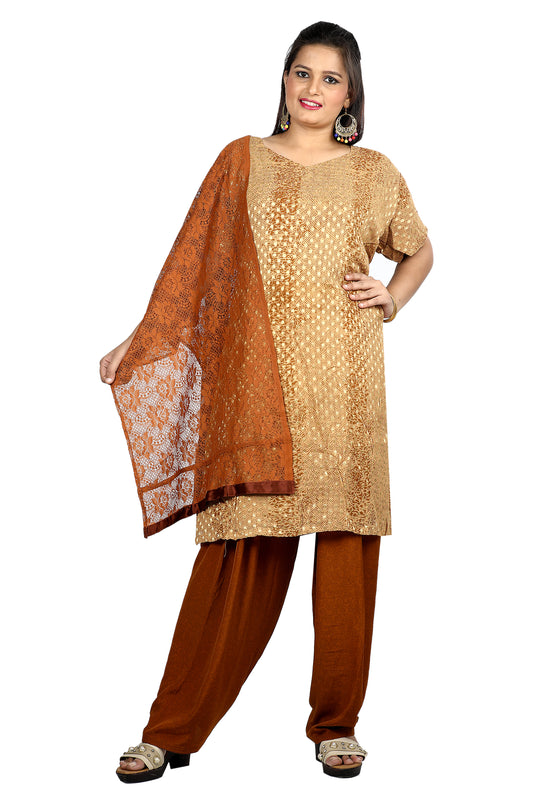 Brown Indian Wedding party wear Formal Salwar kameez Dress Plus Size 56