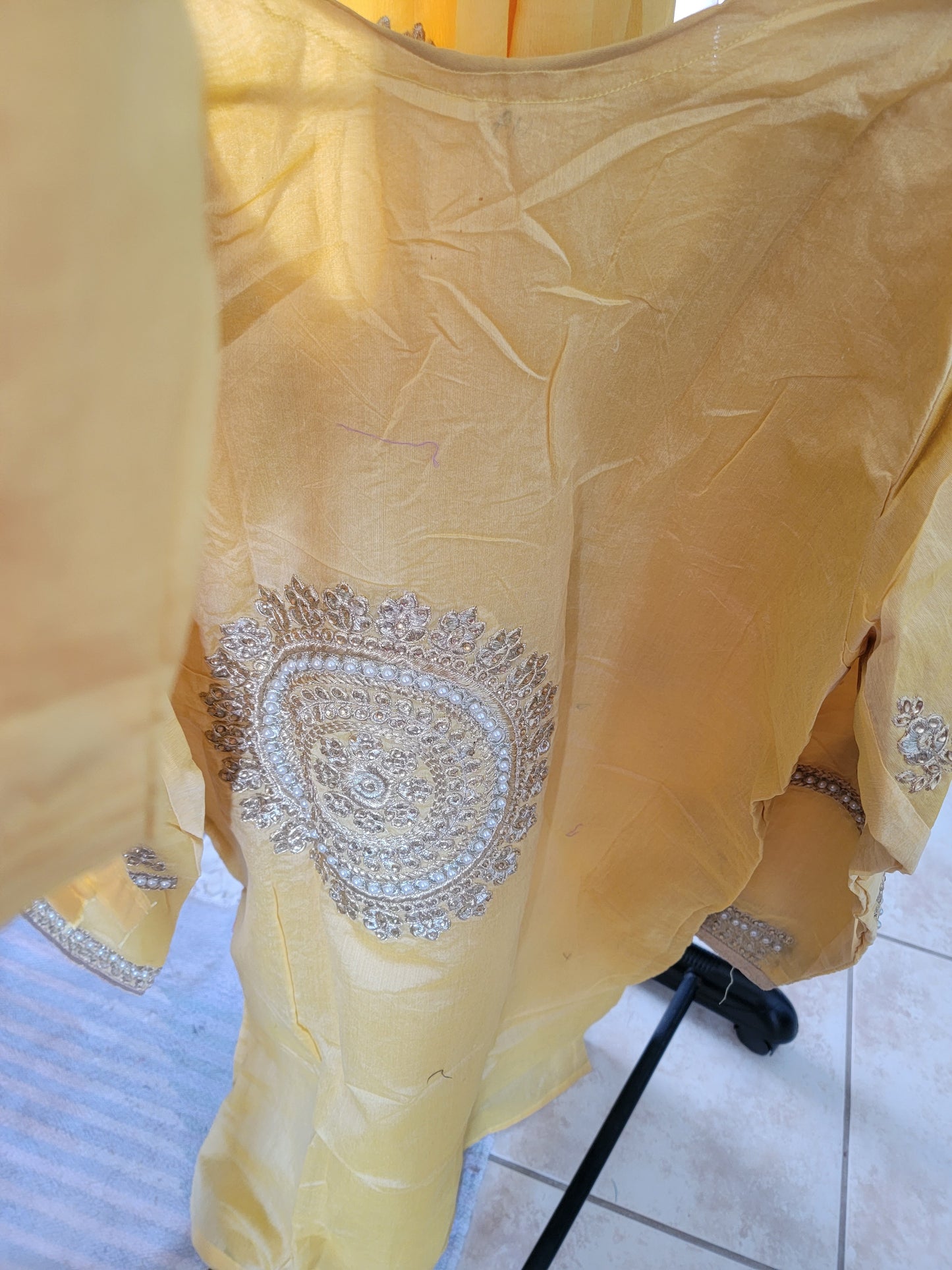 Yellow Cotton silk Salwar kameez Dress plus Chest Size 48 Indian Wedding Party wear