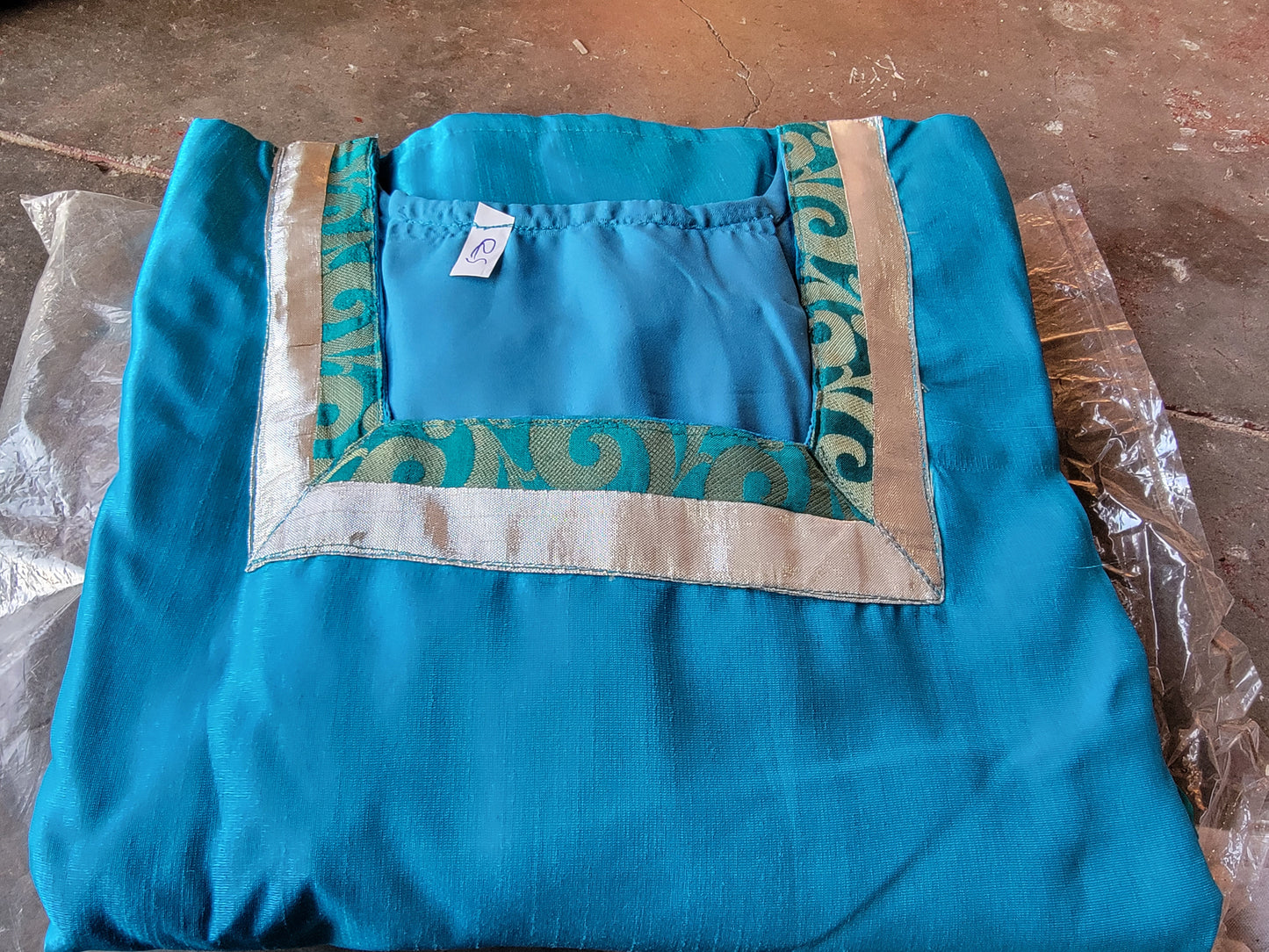 Blue Cotton silk Salwar kameez plus Chest Size 48 Indian Wedding Party wear