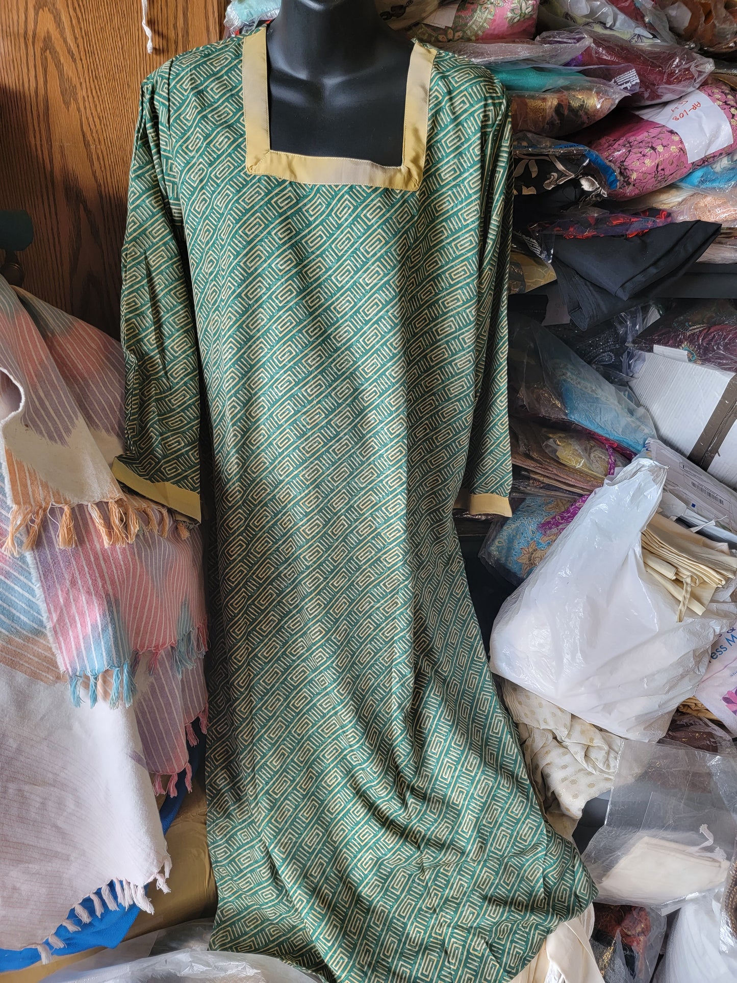 Green Printed Crepe Dress Salwar kameez Dress Plus Chest Size 48