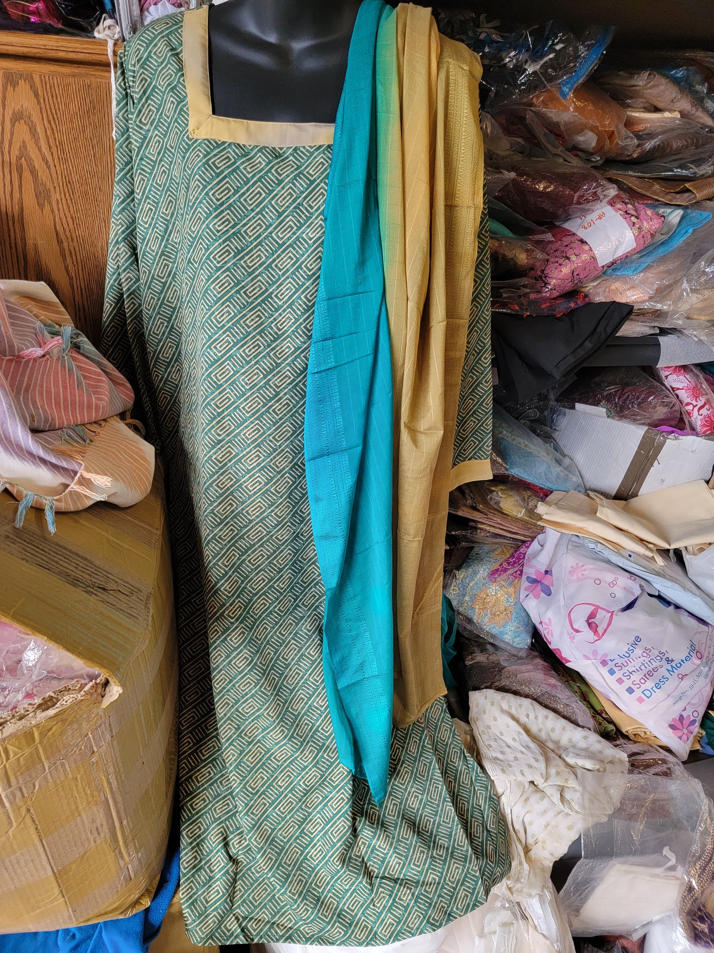 Green Printed Crepe Dress Salwar kameez Dress Plus Chest Size 48