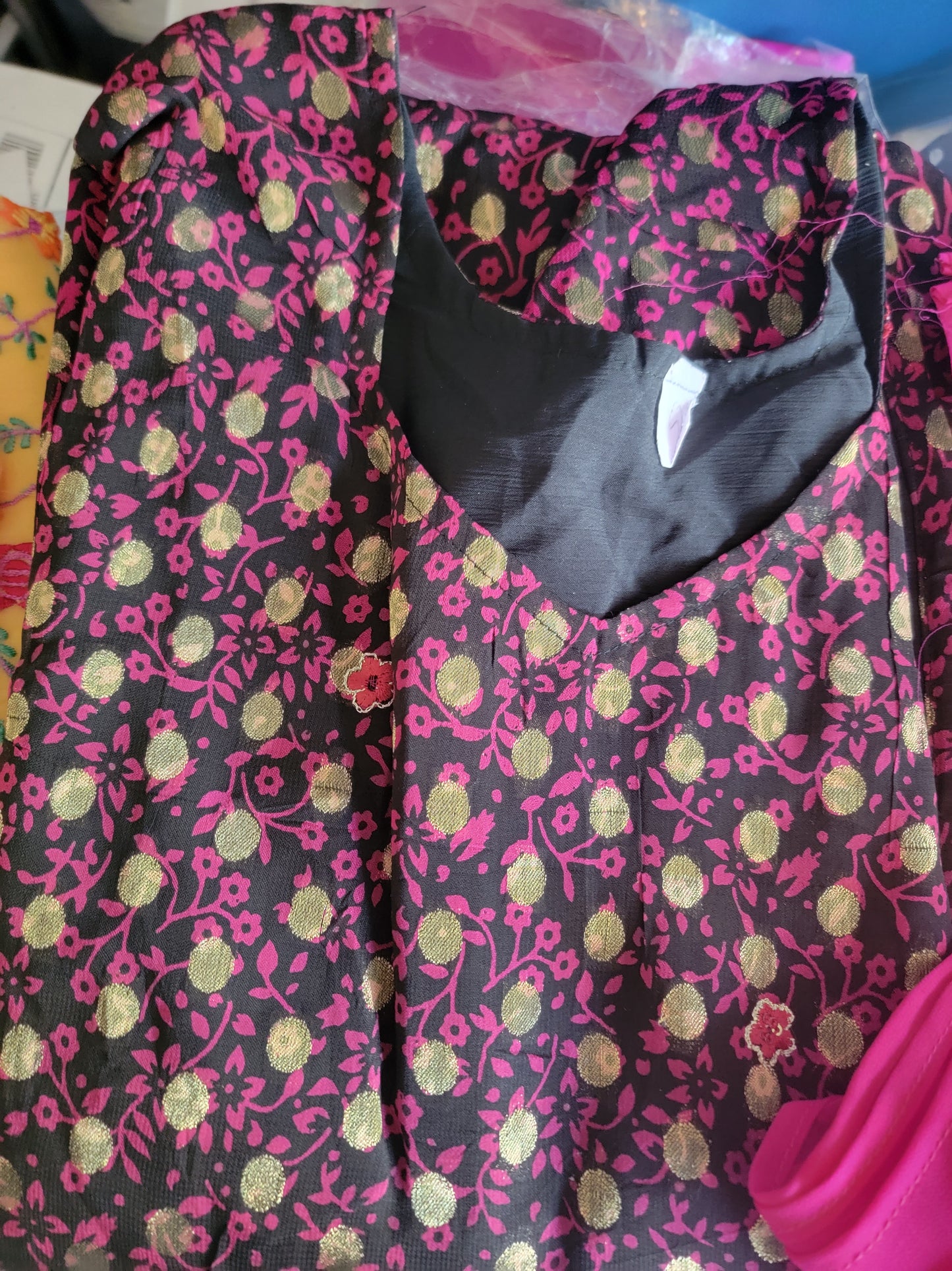 Pink crepe Printed Salwar kameez plus Chest Size 56 Indian Wedding Party