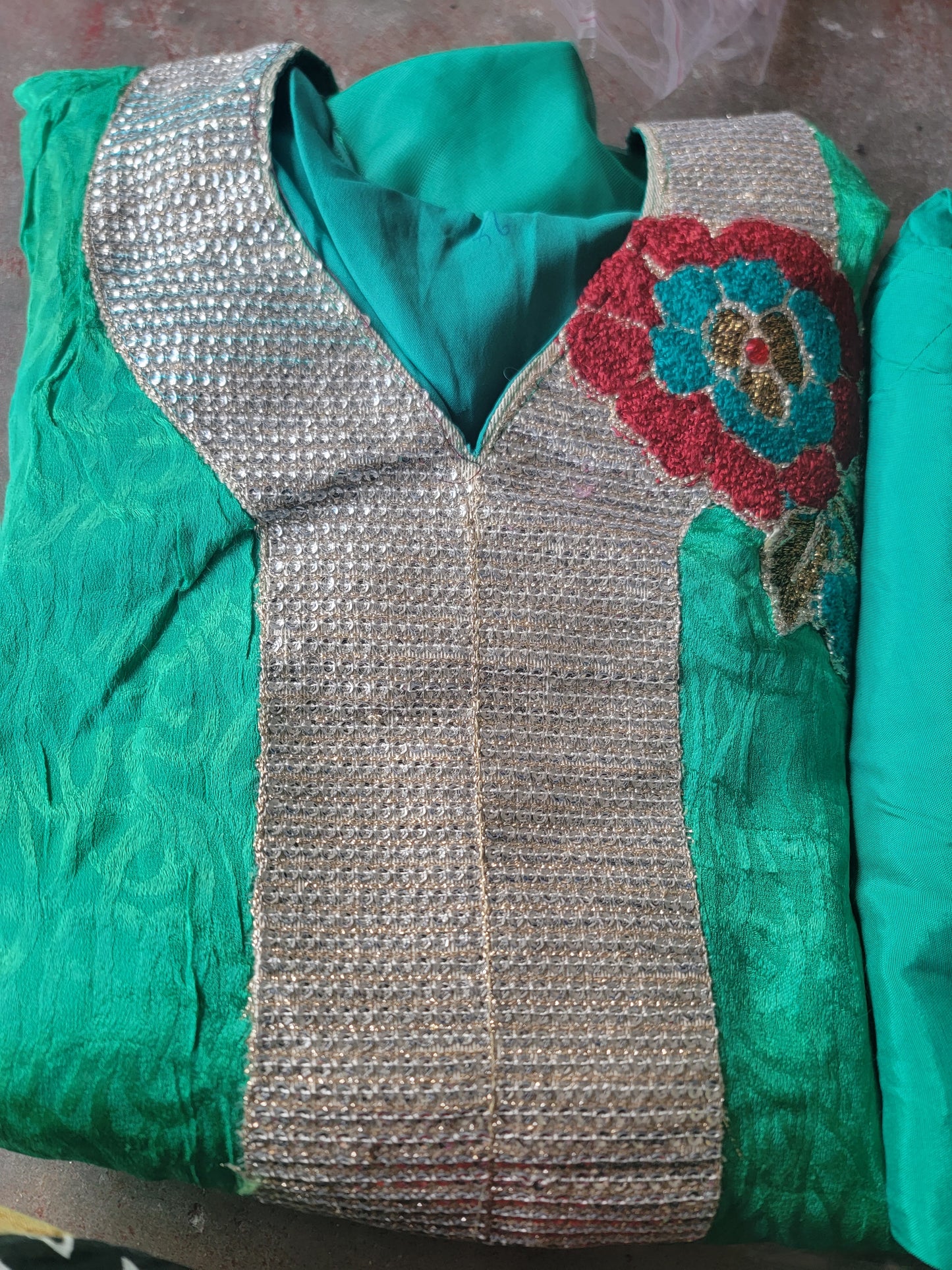 Green Embroidered Salwar kameez plus Chest Size 52