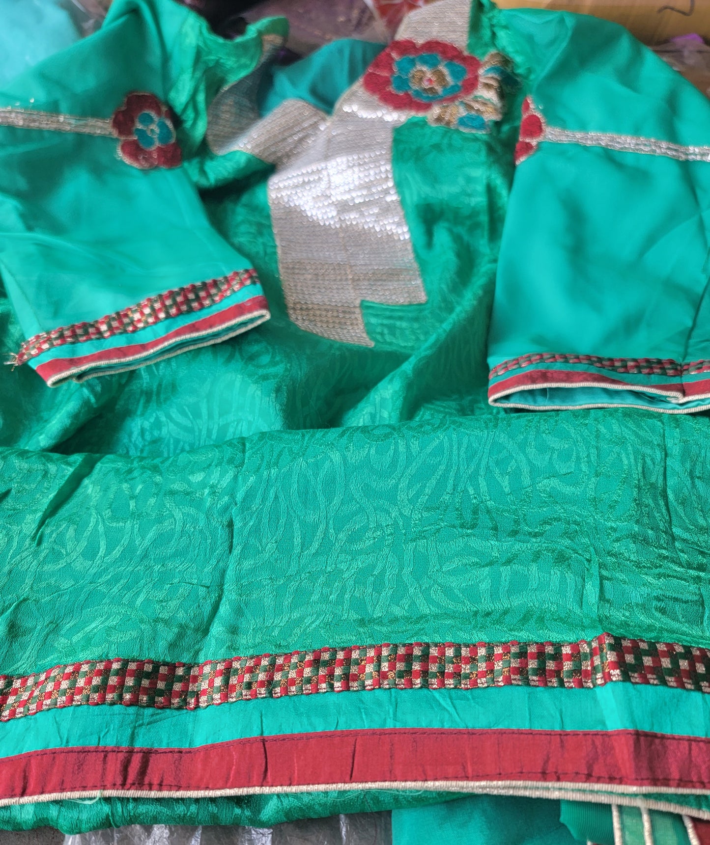 Green Embroidered Salwar kameez plus Chest Size 52