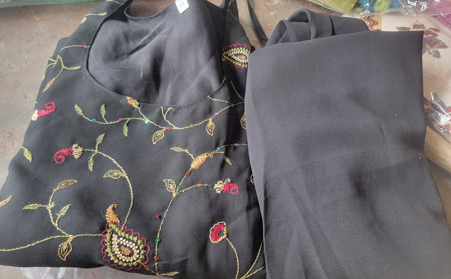 Black Embroidered Salwar kameez plus Chest Size 46
