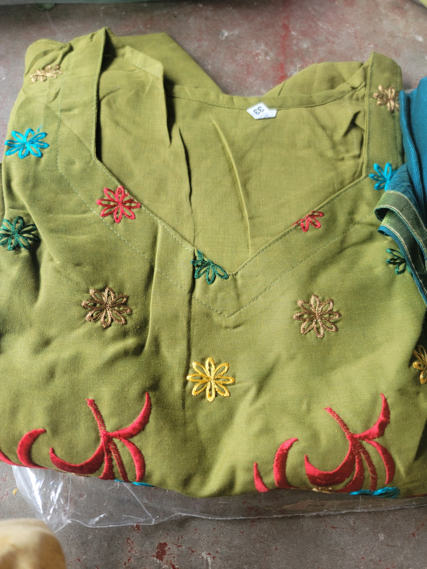 Green Embroidered Salwar kameez plus Chest Size 48