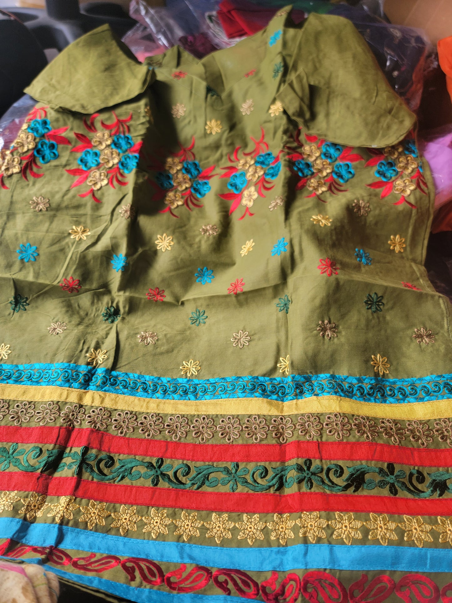 Green Embroidered Salwar kameez plus Chest Size 48