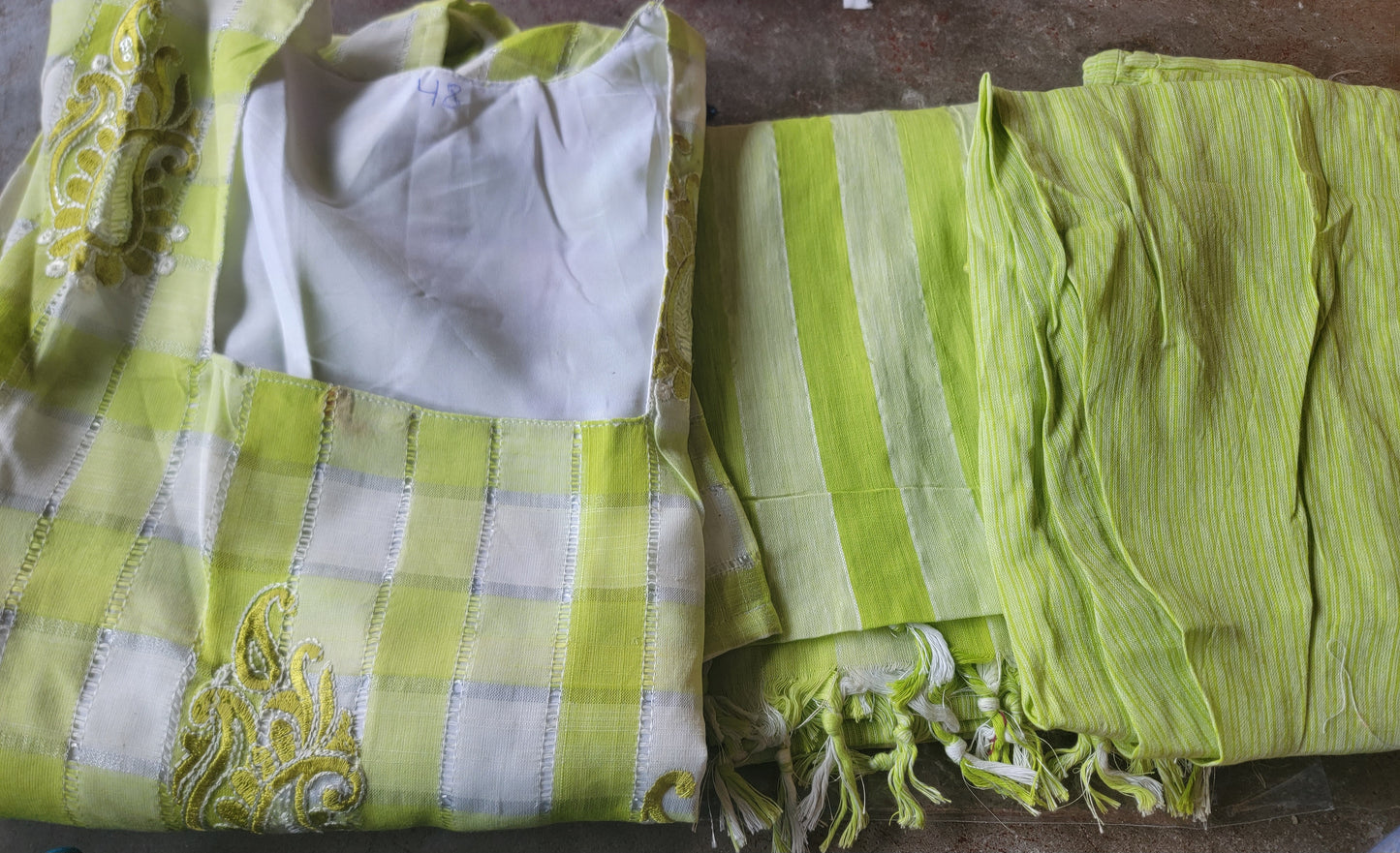 Green Embroidered Cotton Salwar kameez plus Chest Size 48