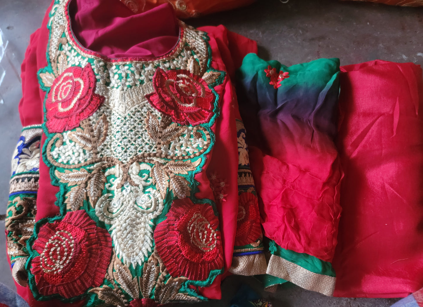 Red Embroidered Salwar kameez Chest Size 40 wedding party wear