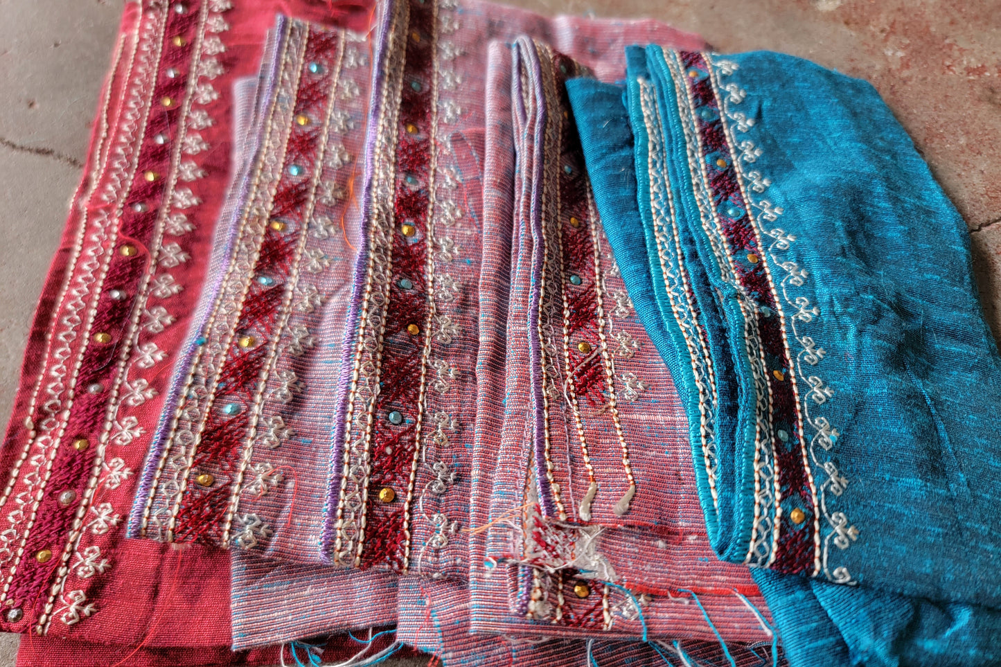 Set 10 Beaded Embroidered Lace Trim Art Craft Stitching fabric Doll Clothes Ornament Projects (Copy) (Copy)