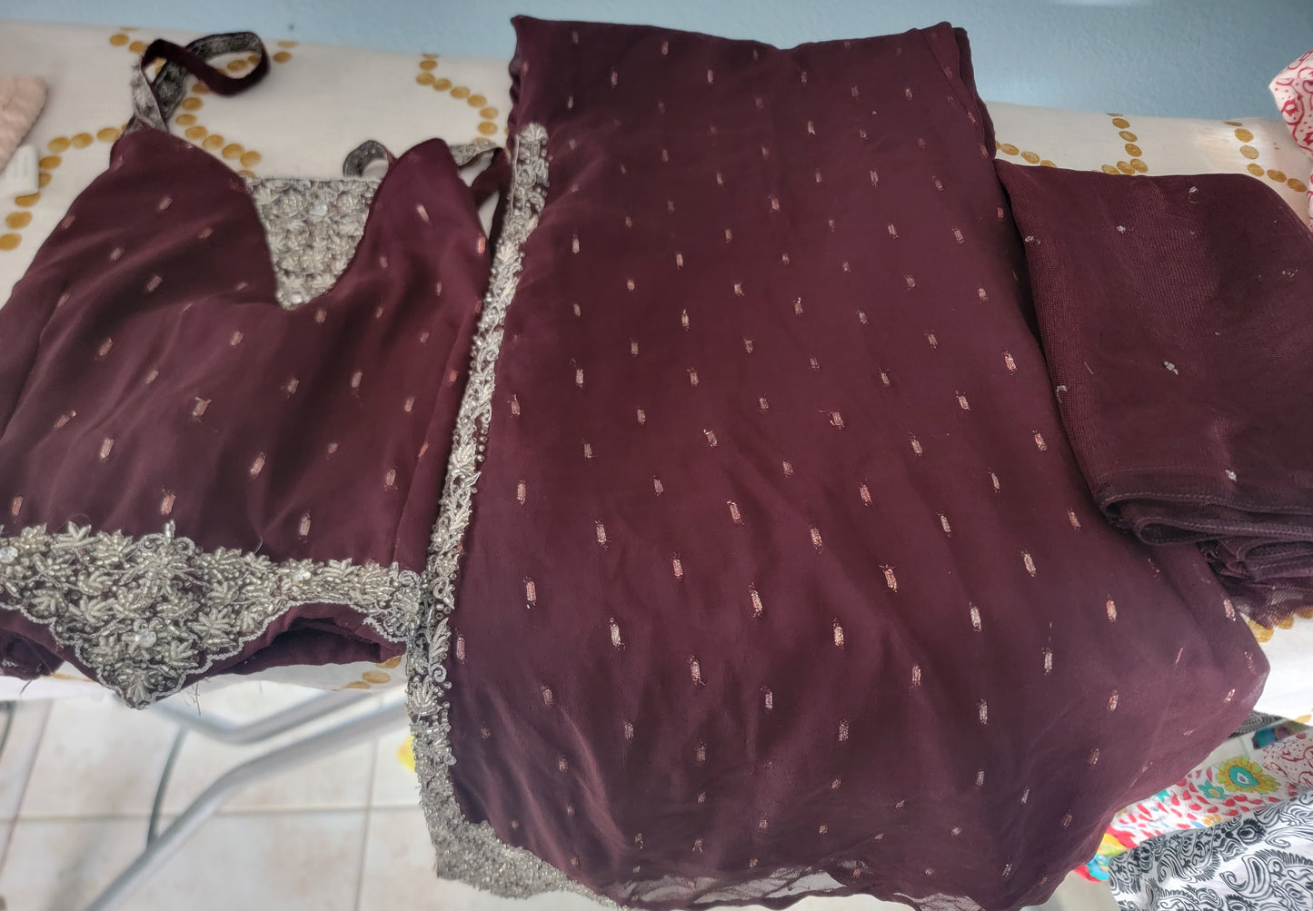 Brown Plazzo Dress Set kurta size 36