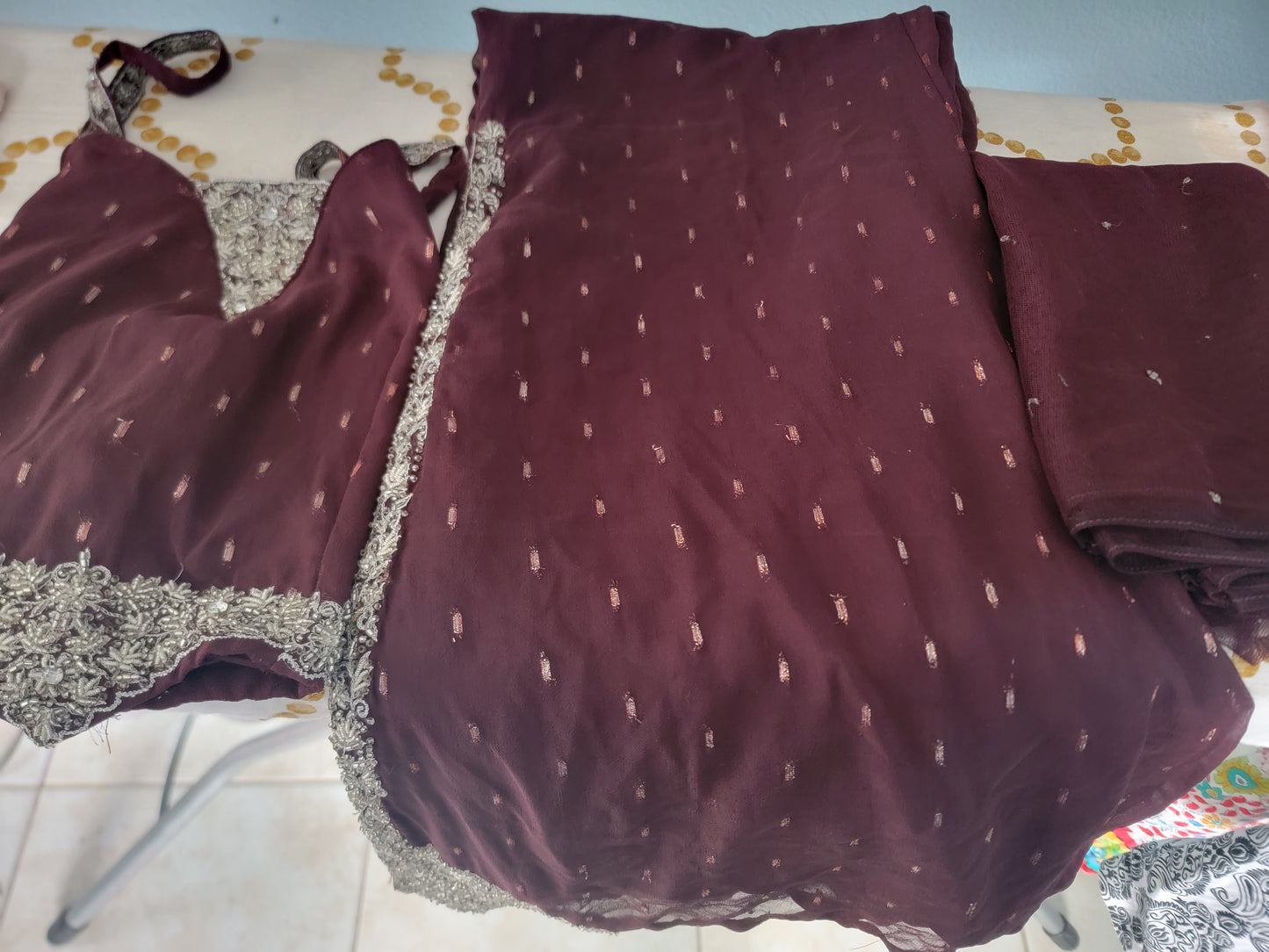 Brown Plazzo Dress Set kurta size 36