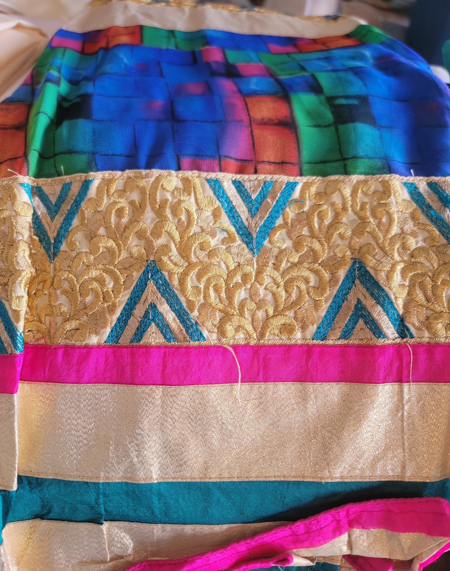 Blue Embroidered Salwar kameez plus Chest 50