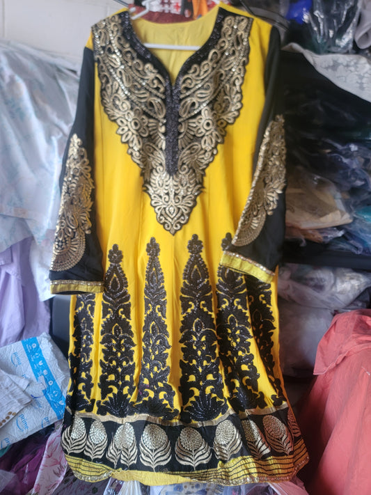 yellow Embroidered Salwar kameez Dress Anarkali  Chest size 50