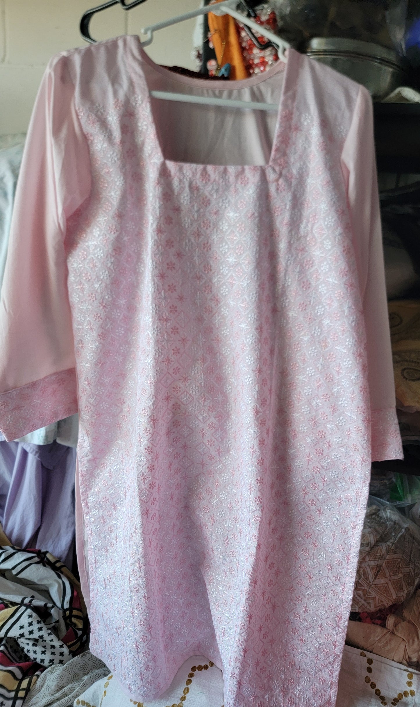 Pink Cotton Kurta Top Chest size 42 Free Dupatta
