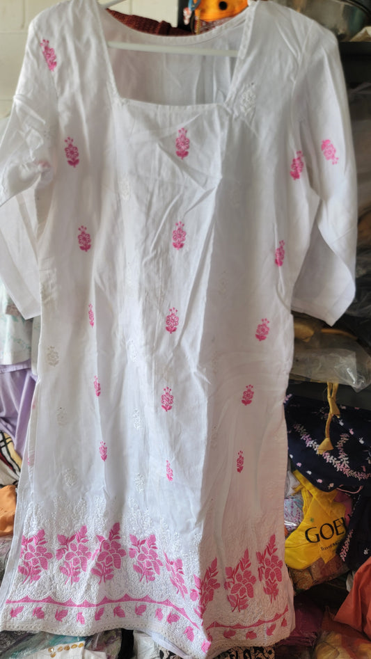 White  Cotton Salwar kameez Dress Chest  Size 40