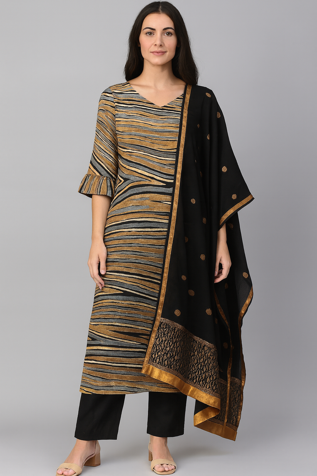 Printed salwar kameez Dupatta set plus chest size 54