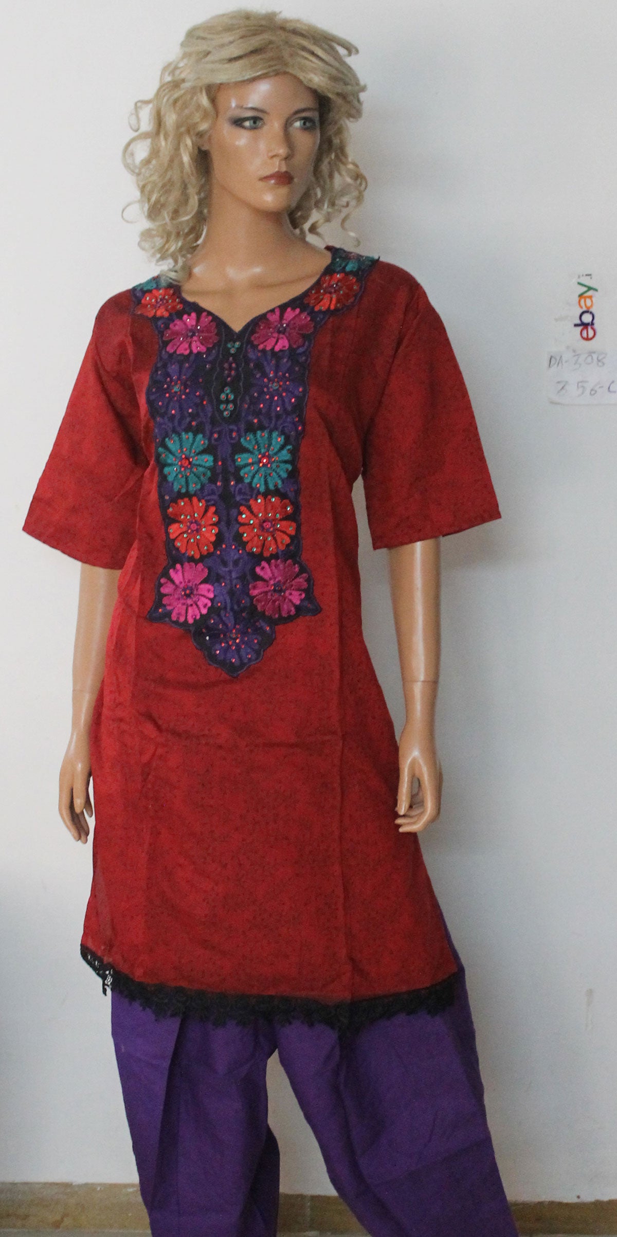 Red Cotton Dress Salwar kameez Dress Plus Chest Size 54