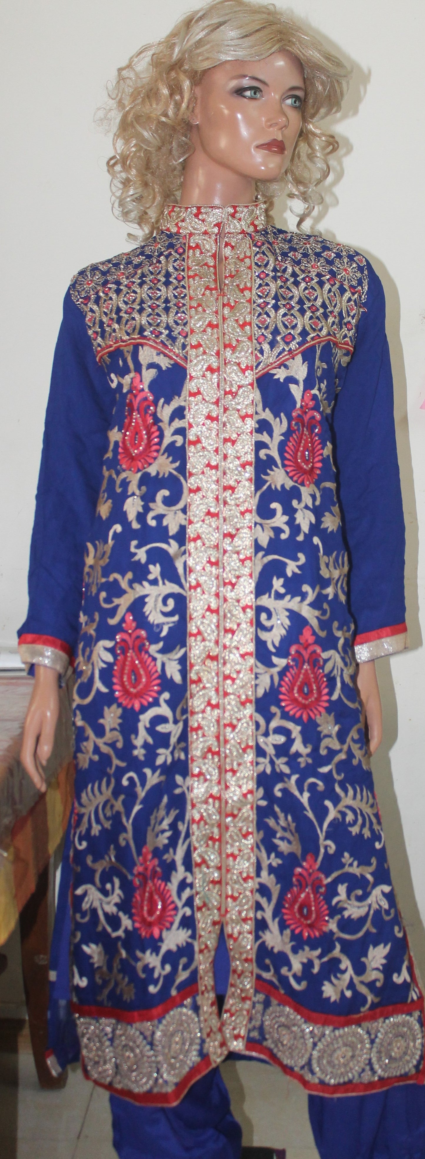 Blue Embroidered Salwar kameez Dress Plus Chest size 52 Indian Wedding Party wear