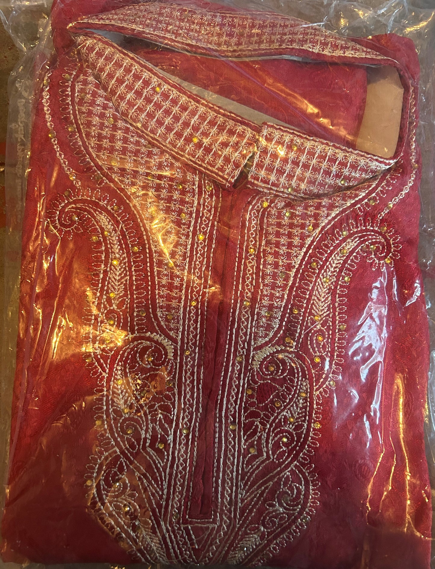 Burgundy Embroidered Boys Kurta Pajama set Age 13 Indian Wedding Party wear