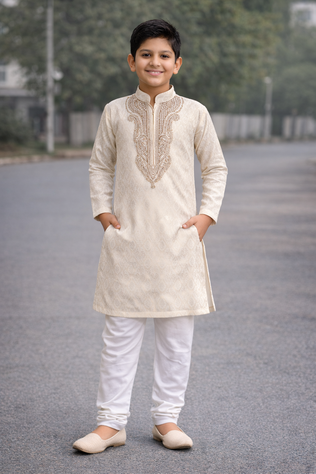 Boys Traditional Embroidered Kurta with Pajama – Festive Wear Age 11-14