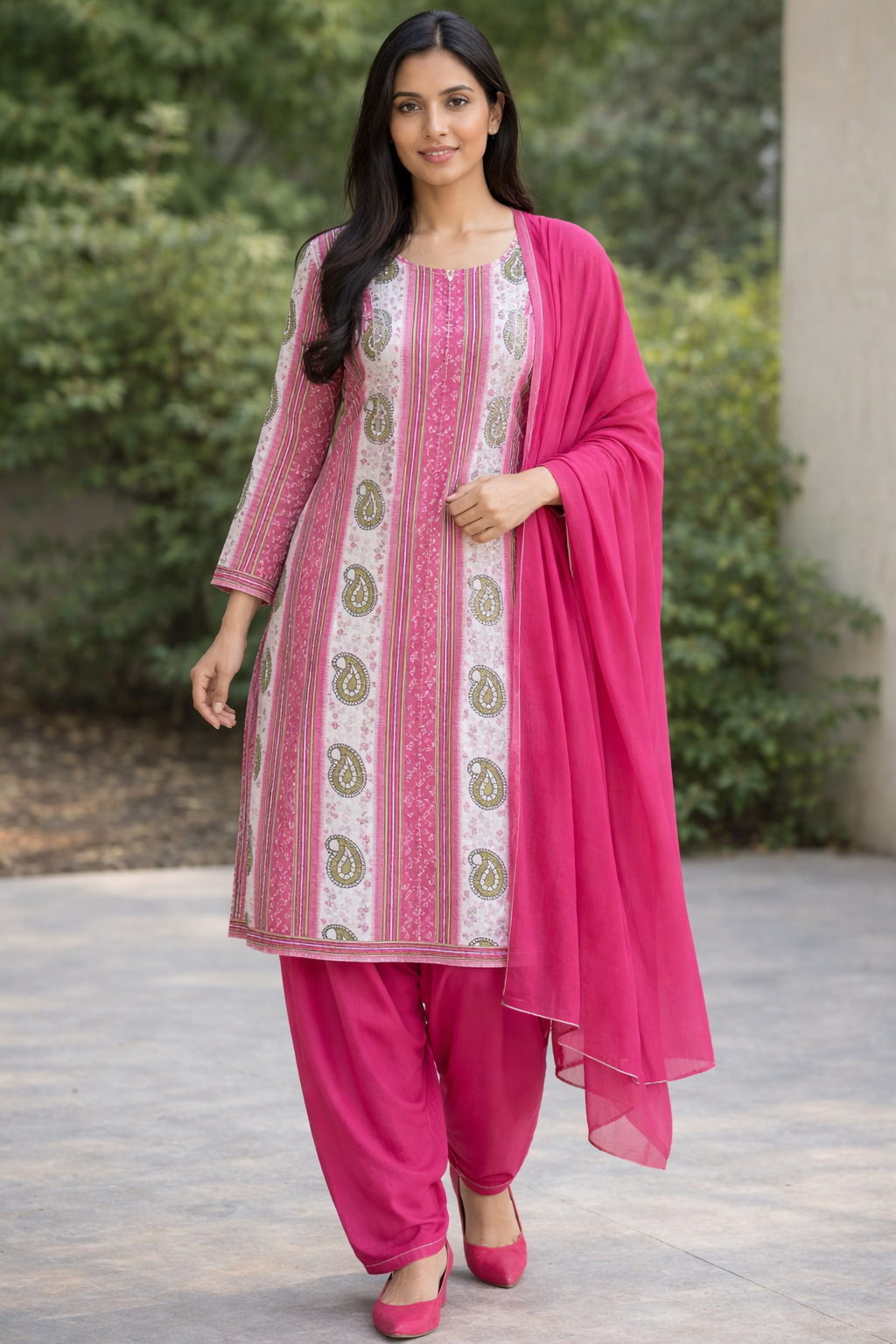 Pink Cotton Salwar kameez Dress chest plus size 48