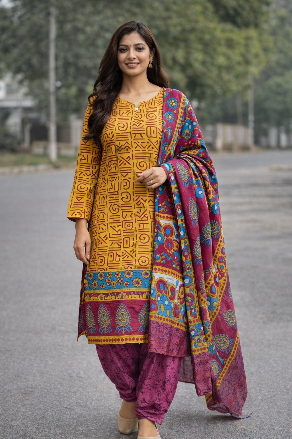 cotton printed salwar kameez Dupatta Plus chest 48