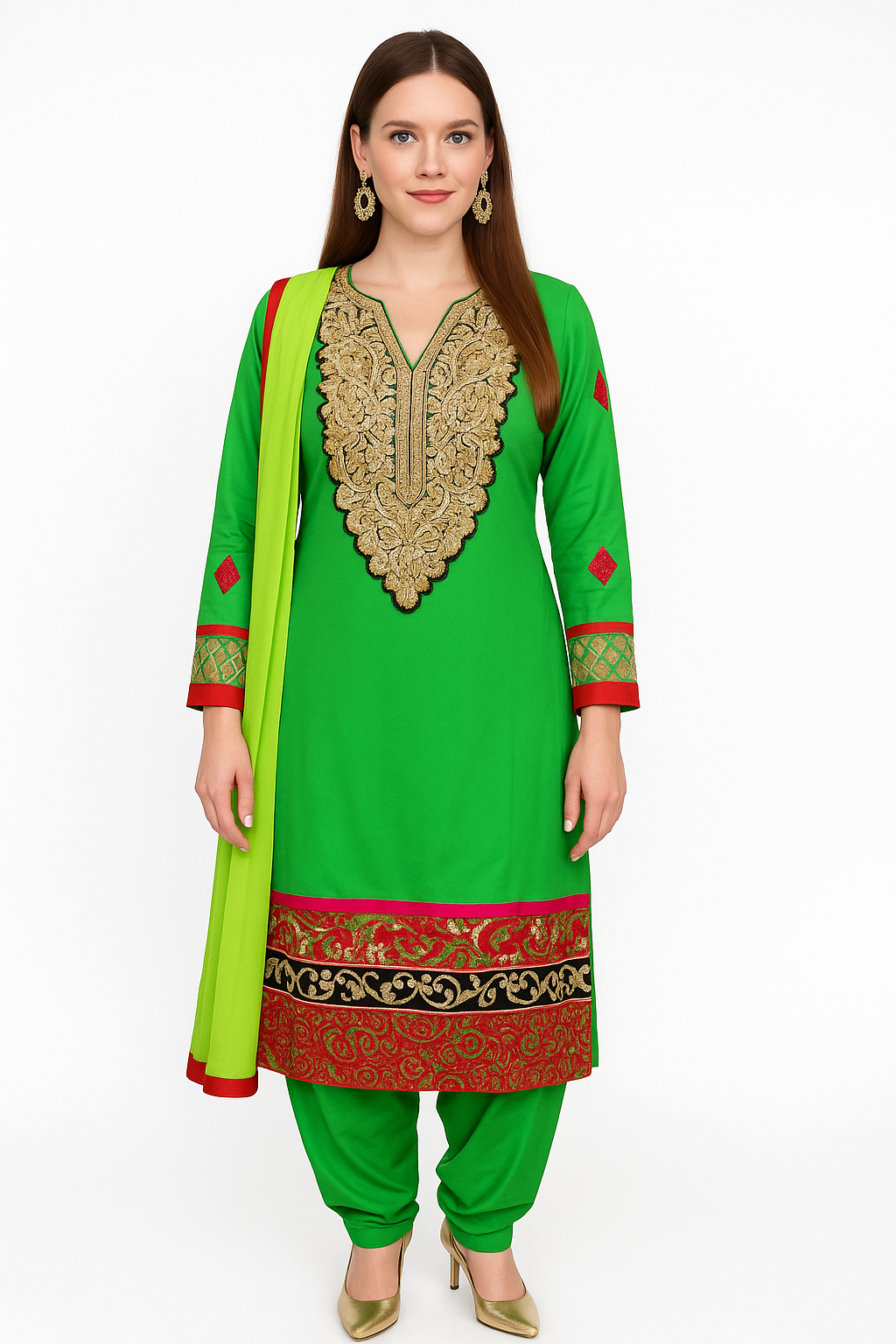 Green salwar kameez Dupatta set chest size 42 Indian wedding party wear