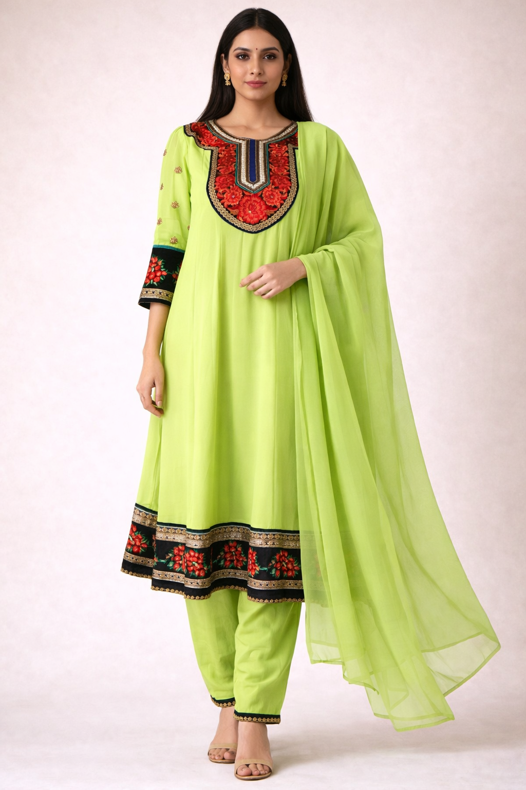 Green Salwar kameez Dress Chest size 40 Medium Embroidered Indian wedding Party wear