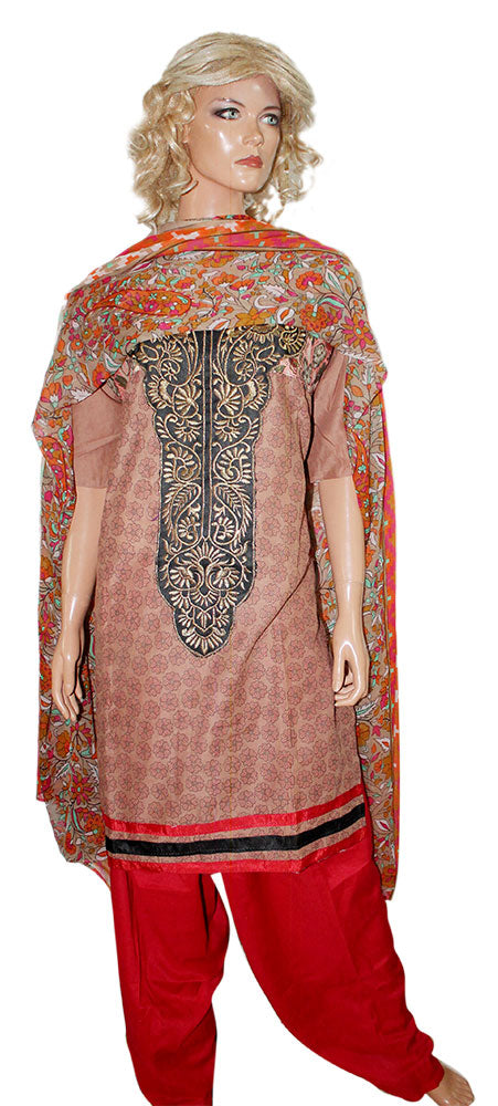 Brown Cotton Salwar kameez Dress Plus Size 50
