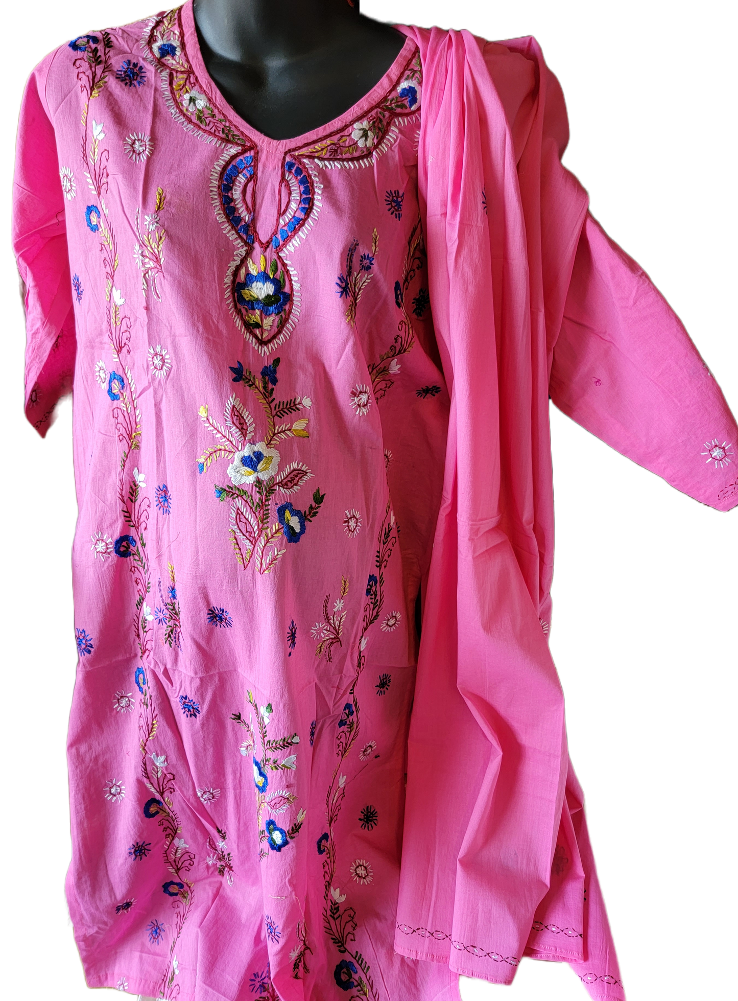 Pink Hand Embroidered Cotton Salwar kameez Dress Chest chest Size 44 Indian Wedding Party wear