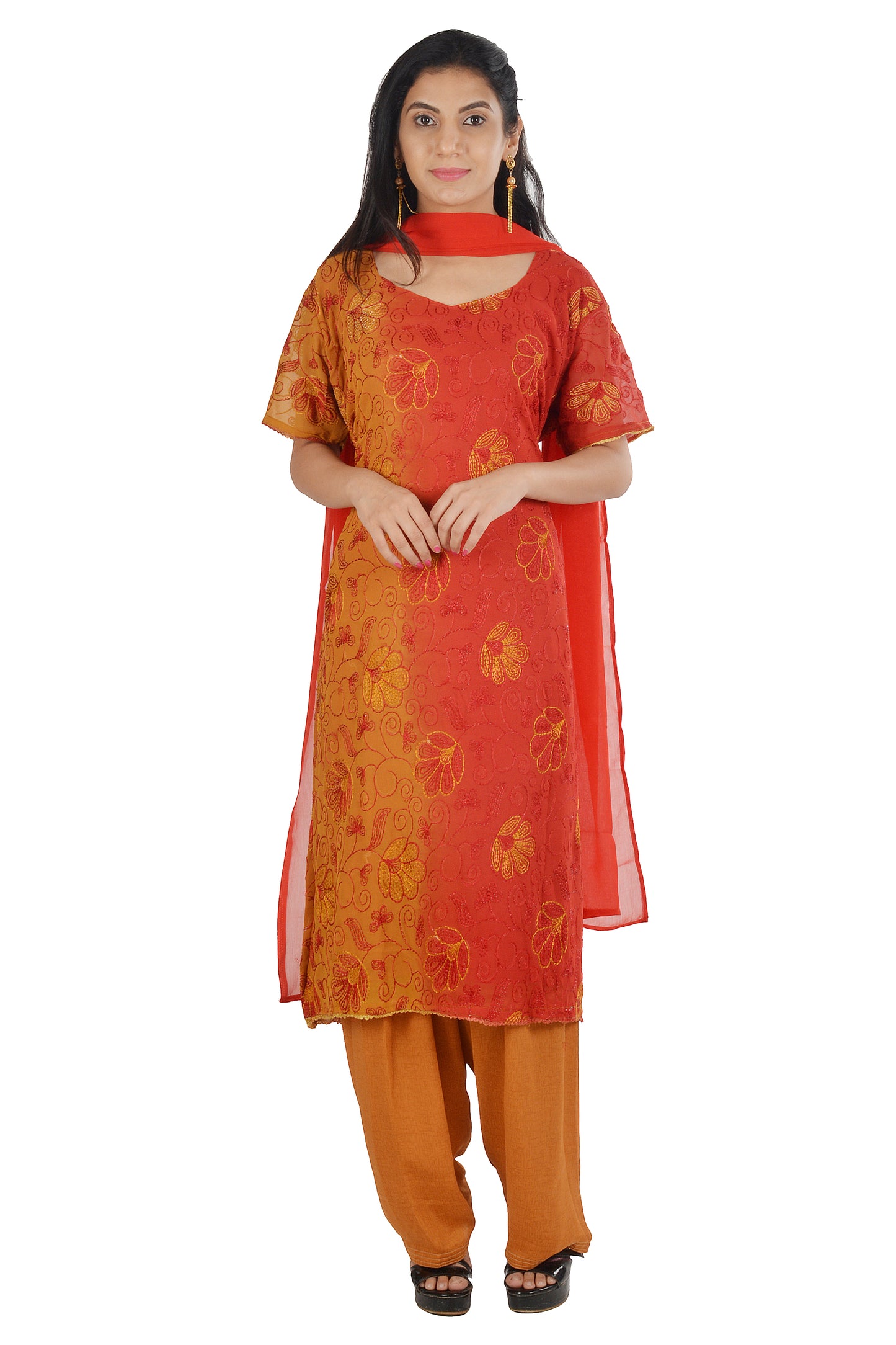 Red Embroidered salwar kameez dress plus size 52 Indian Wedding party wear