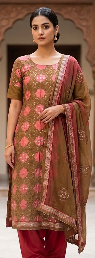 Olive Green Cotton Salwar Kameez dress Plus chest size 48