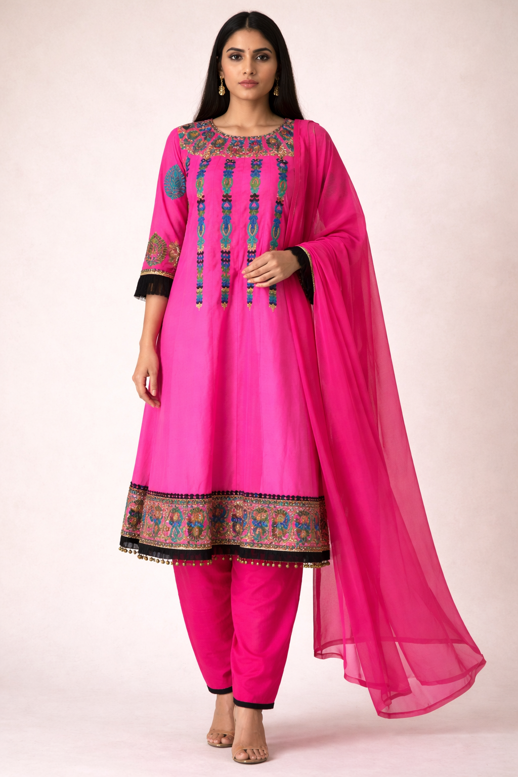 Pink Salwar kameez Dress Chest size 44 Embroidered Indian wedding Party wear