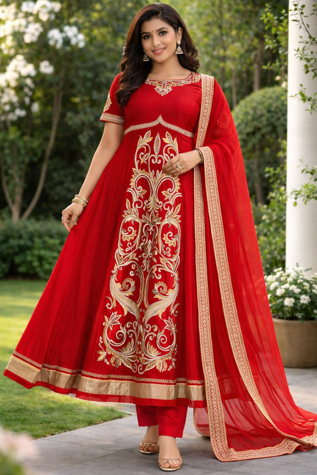 Red Plus Chest size 48 Salwar kameez Dress Indian wedding Party wear Gown Anarkali