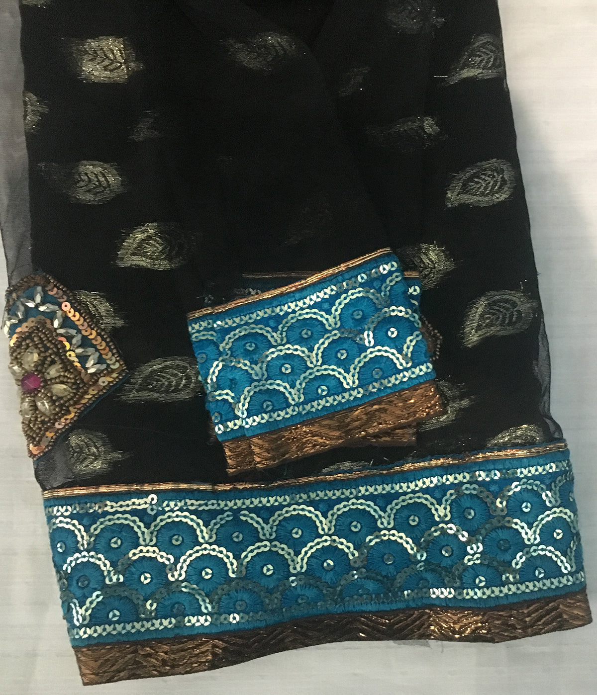 Black Beaded Girls anarkali Churidar Beaded chest size 28 3 pieces