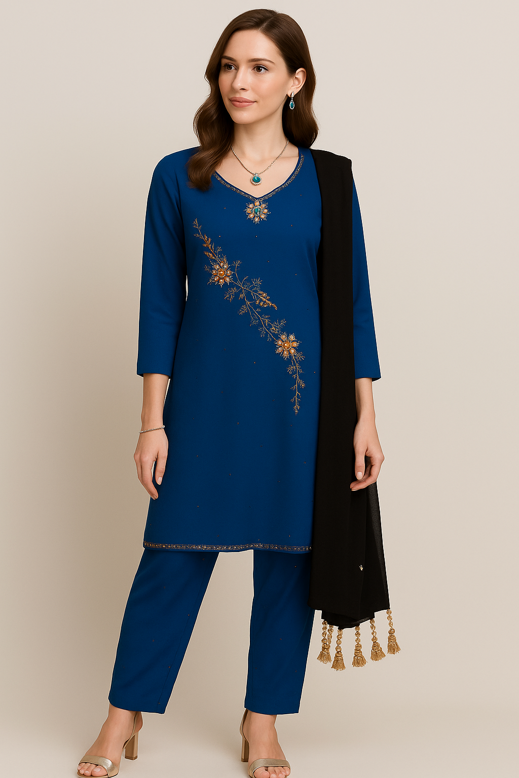 Blue salwar kameez Dupatta set chest Size 40