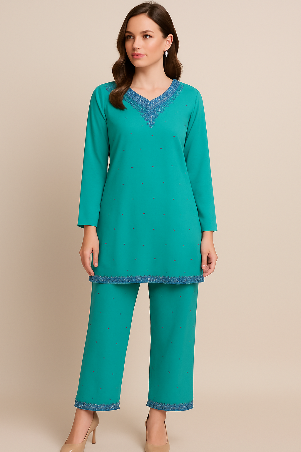 Blue salwar kameez Dupatta set Plus chest Size 44