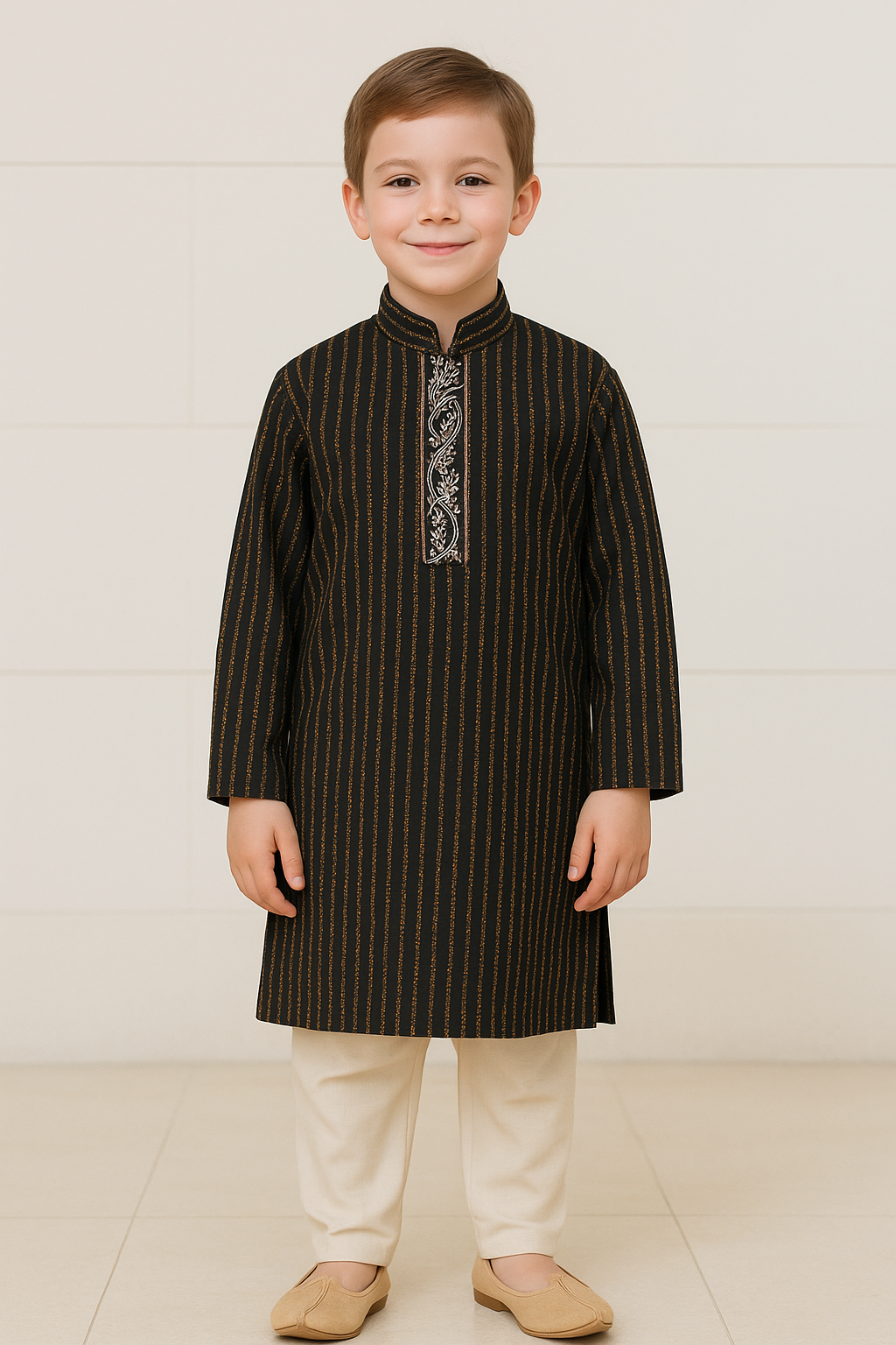 Black Boys Kurta pajama set Indian Wedding party wear age 0-7
