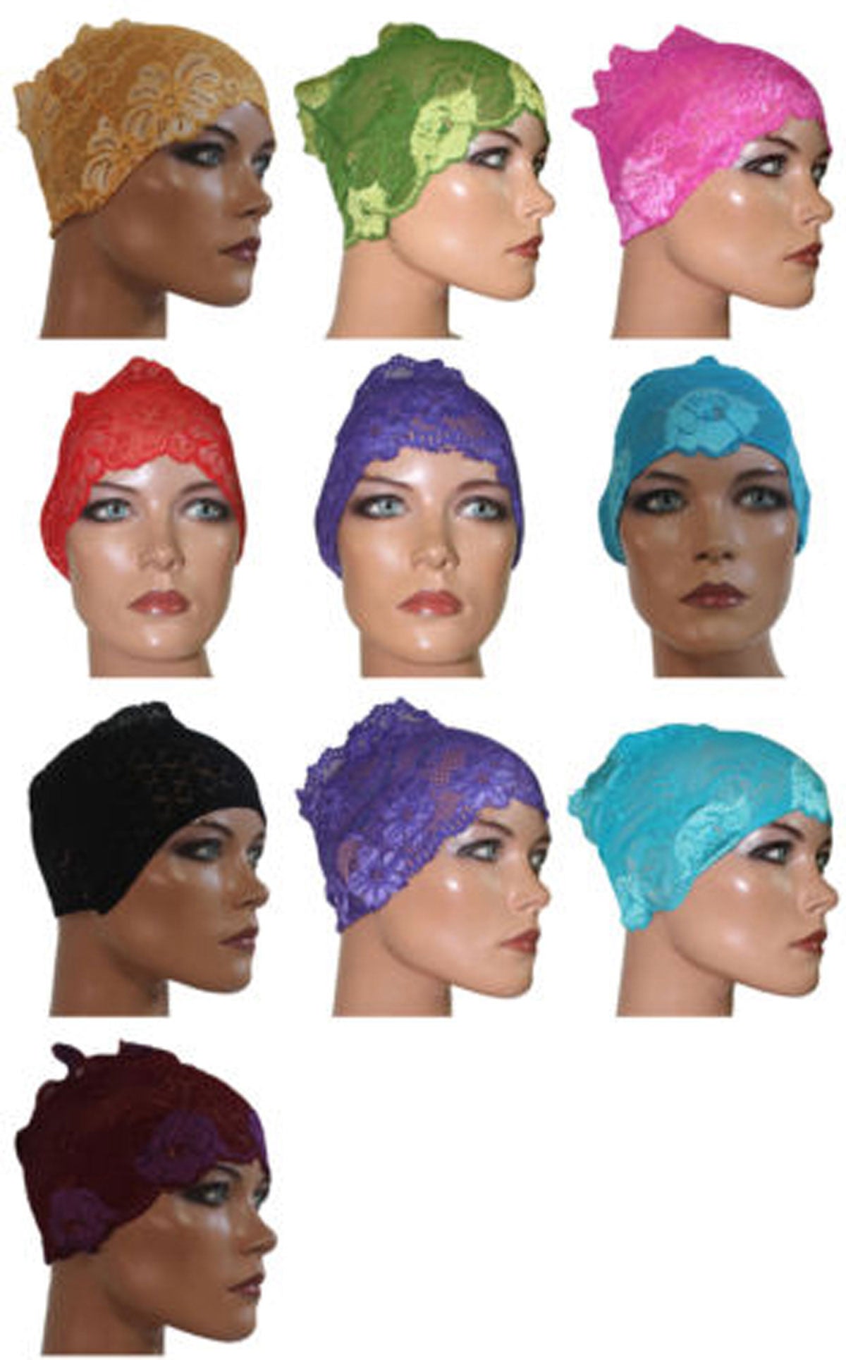 Elegant Lace Headband Set – 10-Piece Multi-Color Collection
