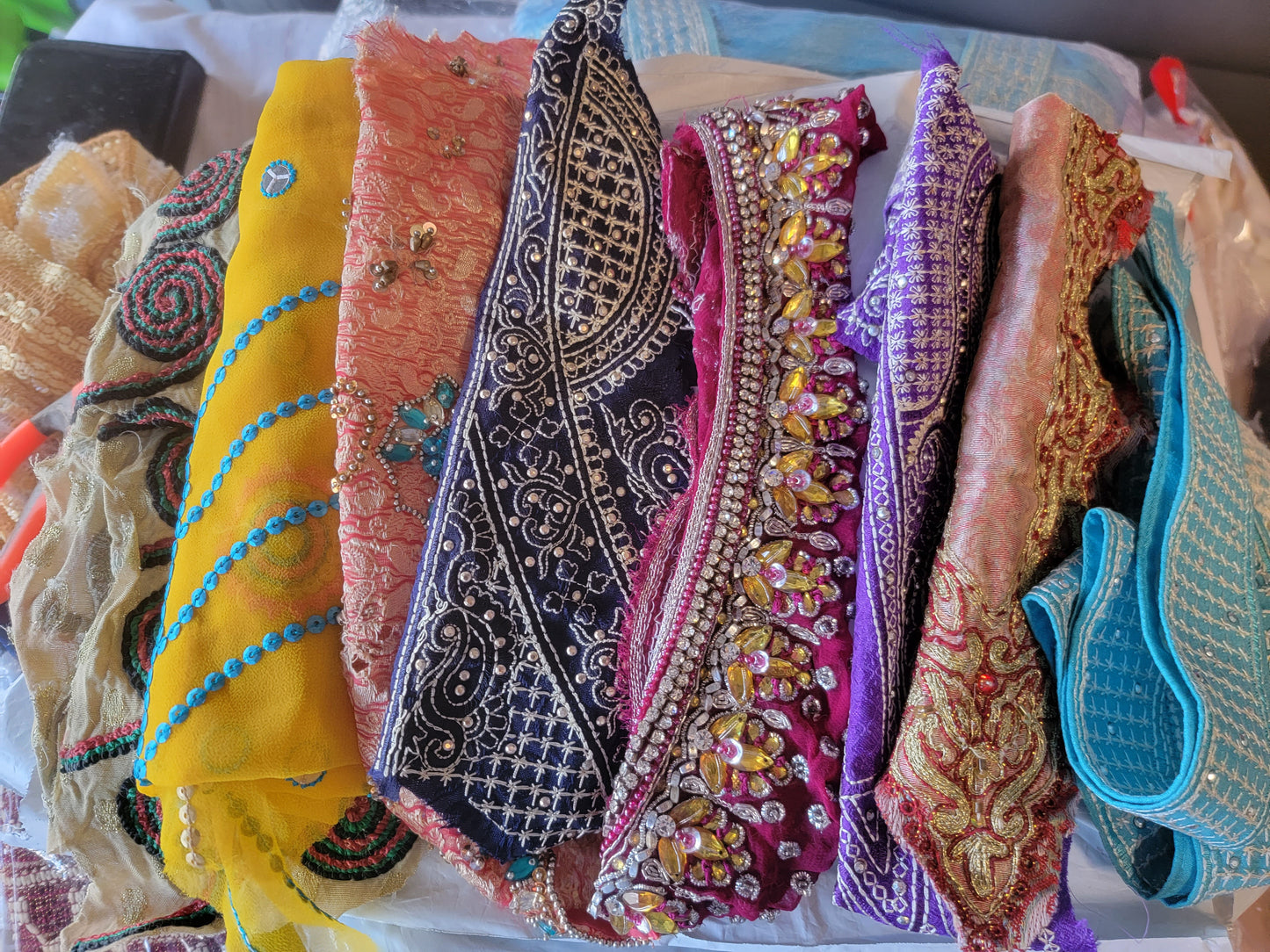 Set of 10 Beaded Embroidered Lace Trim – Perfect for Fashion & Craft Projects