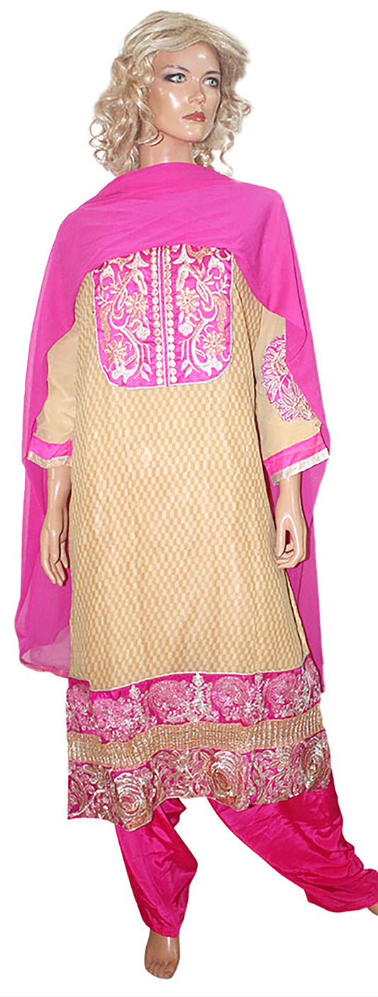 Gold Pink Embroidered Salwar kameez Dress chest  Size 46