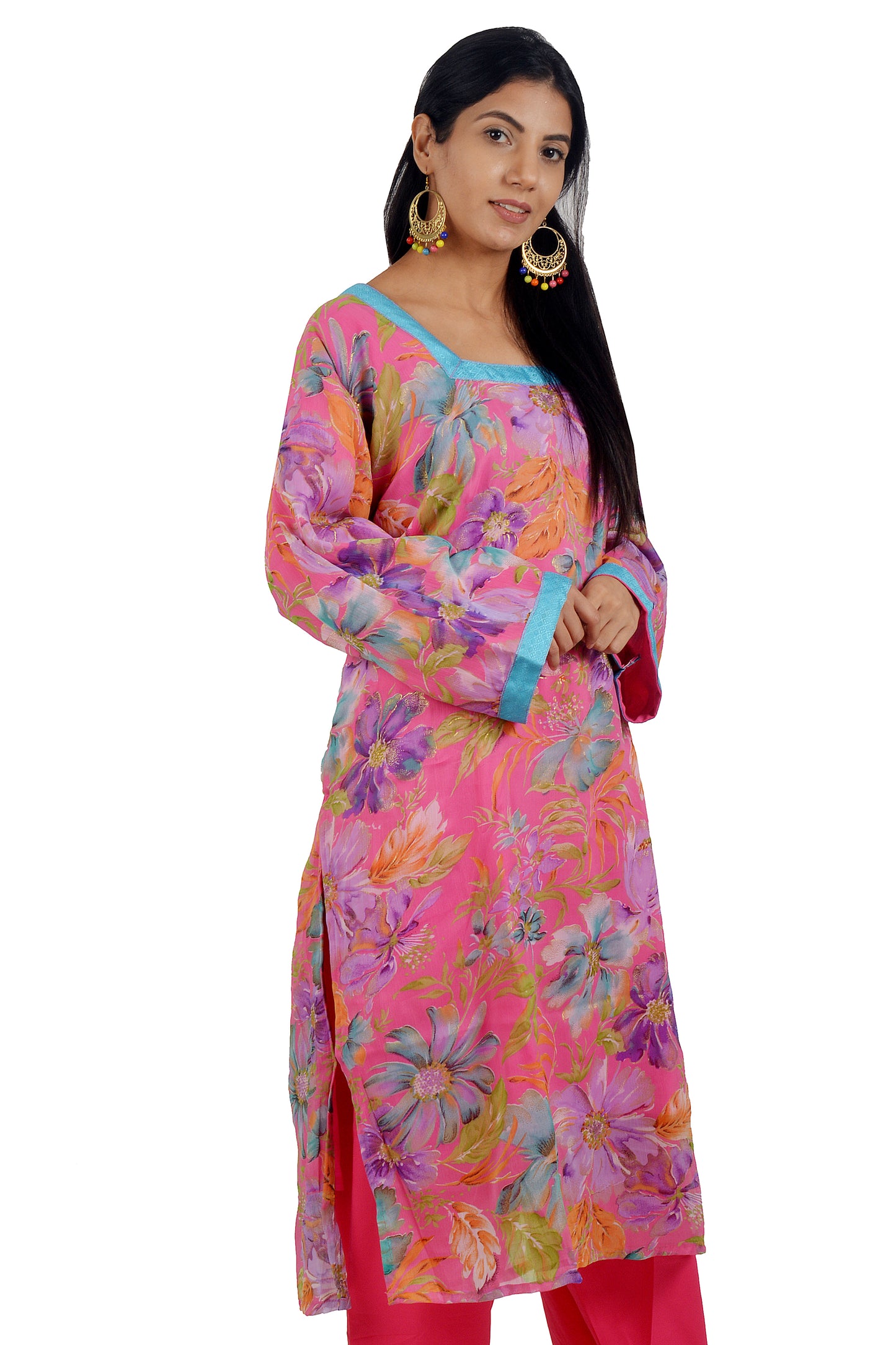 Pink Printed Dress Salwar kameez Dress Plus Chest Size 56
