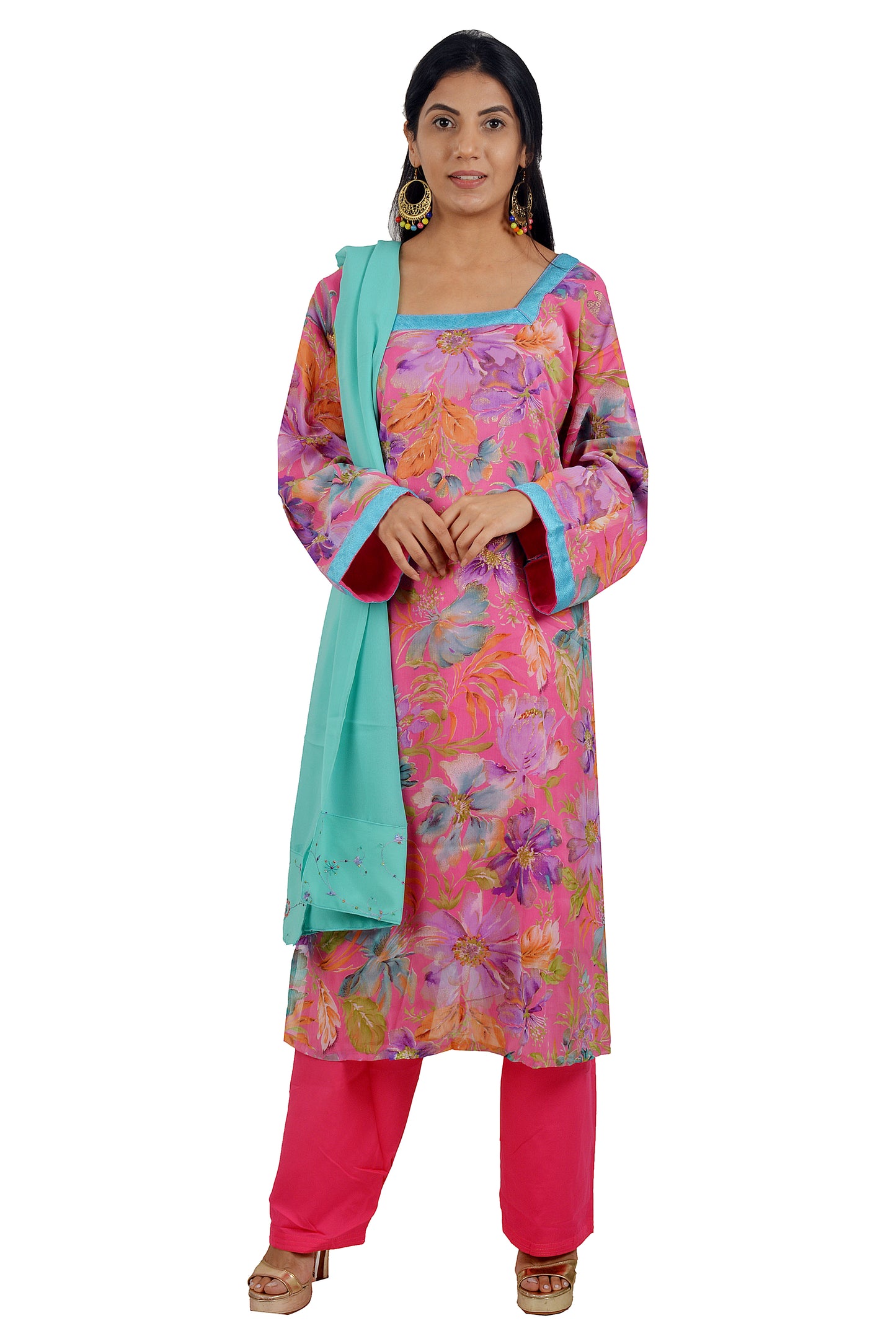 Pink Printed Dress Salwar kameez Dress Plus Chest Size 56