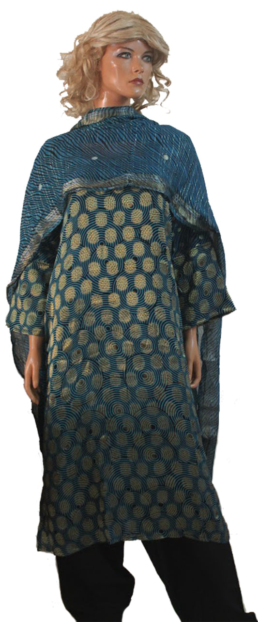 Blue Embroidered Salwar kameez Dress plus chest  Size 54