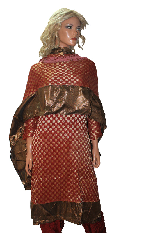 Burgundy Salwar kameez Dress Kurta  plus chest  Size 56 long sleeve