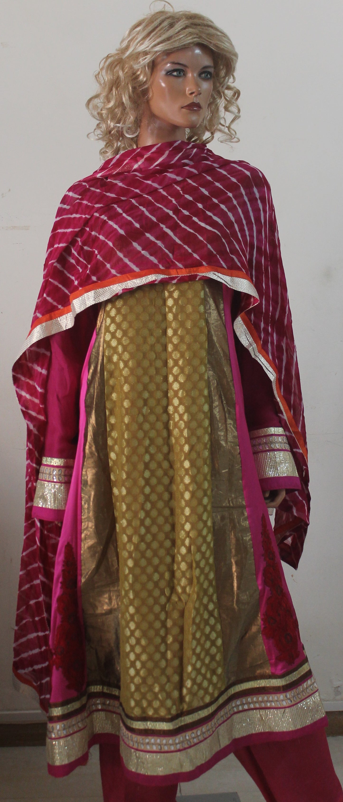 Gold Salwar kameez Dress Anarkali Plus Chest size 56 Indian wedding party wear