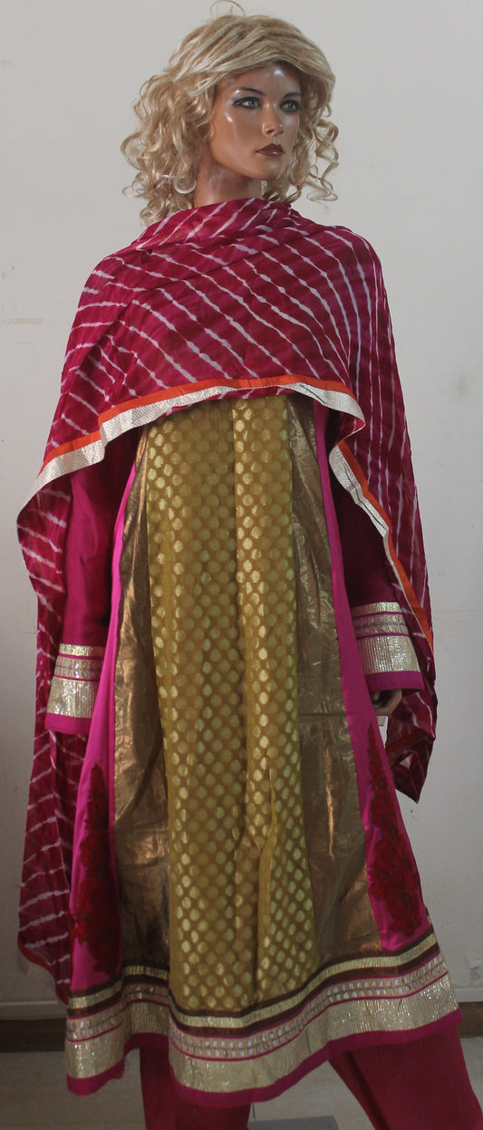 Gold  Salwar kameez Dress Anarkali  Plus Chest size 56  Indian wedding party wear
