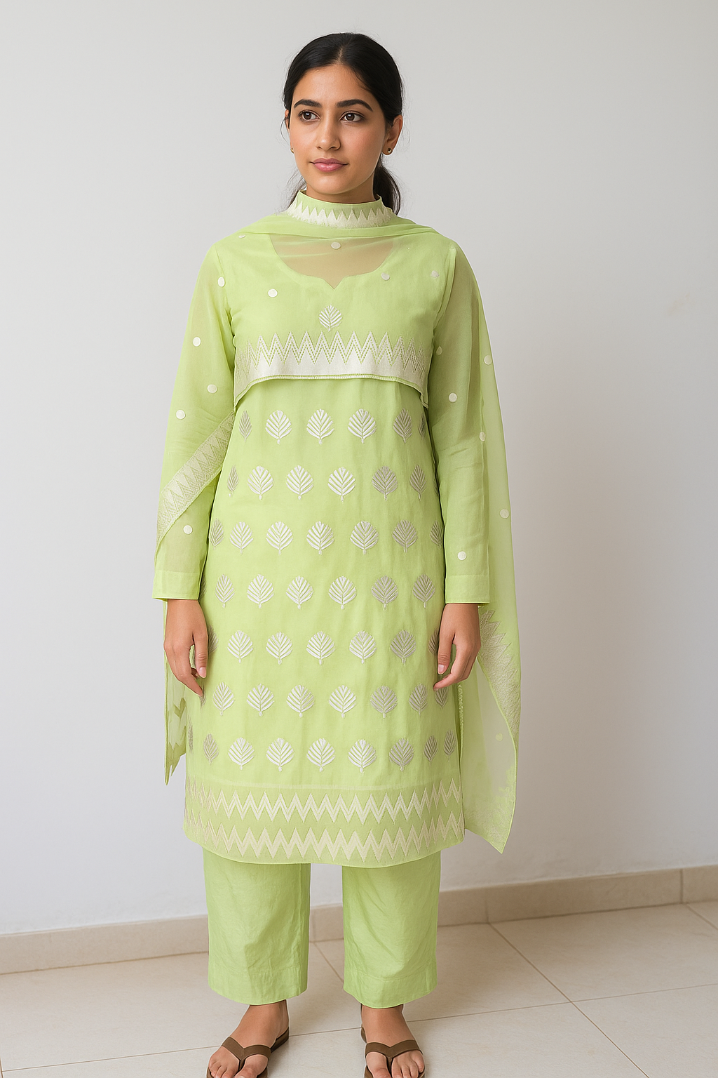 Green Embroidered salwar kameez Dupatta chest Plus size 52