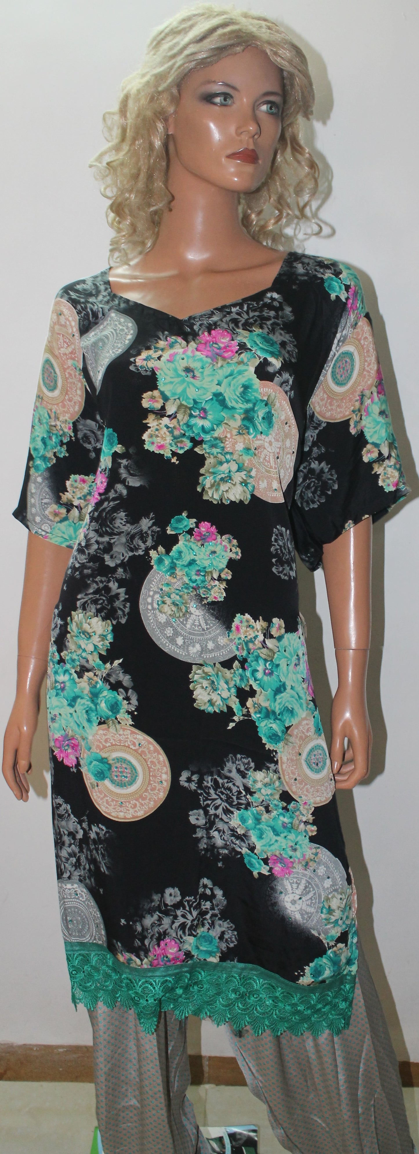 Black Printed Salwar kameez Dress Chest plus Size 60